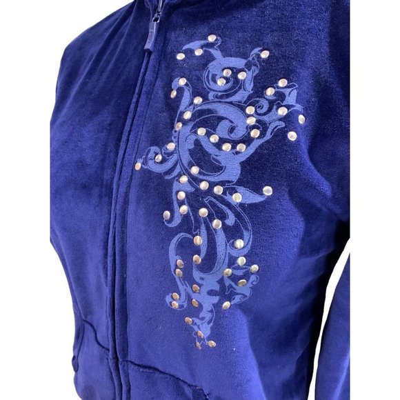 Small Soho Lady Two Piece Purple Velour Sweat Suit Track Y2K New - Picture 5 of 9